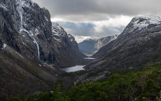 Картинка Норвегия, Indredalen, гора, Горы, Утес, скалы, Пейзаж, скале, Природа, Скала