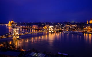 Картинка Будапешт, Венгрия, Города, город, Здания, речка, Реки, мост, Дома, река, Мосты