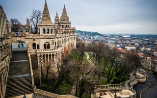 Картинка Будапешт, Венгрия, Лестница, башни, Города, Fisherman's, Башня, Здания, Bastion, город, лестницы, Дома