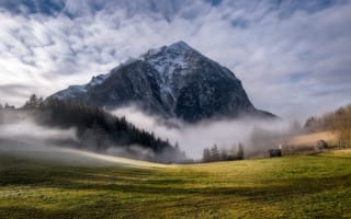 Картинка альп, Австрия, тумана, тумане, Туман, Горы, облачно, облако, Styria, Облака, Альпы, Природа, гора