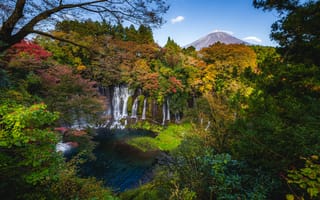 Картинка Япония, Shiraito, Леса, гора, Водопады, Falls, Горы, лес, Природа
