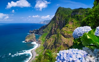 Картинка Португалия, Madeira, Горы, скалы, Океан, гора, Утес, Природа, скале, Скала