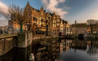 Картинка Роттердам, голландия, Водный, Нидерланды, Дома, канал, Здания, Города, город