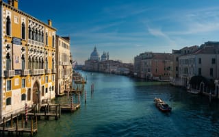 Картинка Венеция, Италия, канал, Здания, Лодки, город, Города, Дома, Водный