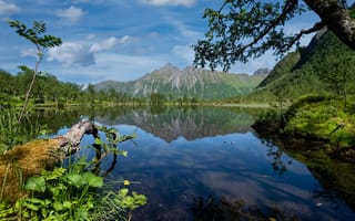 Картинка Норвегия, Laukvik, Природа, Горы, гора, Озеро