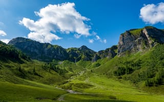 Картинка Альпы, Австрия, облачно, альп, Облака, облако, скале, Утес, Горы, гора, Schernbergalm, Природа, скалы, Скала