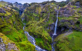 Картинка Исландия, Múlagljúfur, каньона, Canyon, речка, гора, Природа, река, каньоны, Водопады, Реки, Каньон, Горы