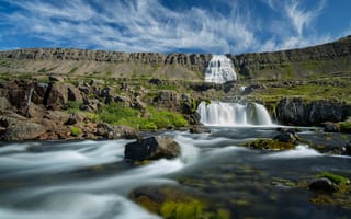 Картинка Исландия, Горы, Водопады, Природа, Камни, гора, Камень