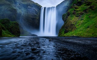 Картинка Исландия, Skógafoss, Горы, Водопады, гора, Природа