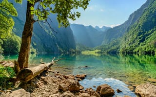 Картинка Бавария, альп, Obersee, Горы, гора, Камень, Озеро, Камни, Германия, Природа, Альпы
