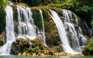 Картинка Вьетнам, Ban, Утес, Gioc, water, Природа, Водопады, скале, Falls, скалы, Скала