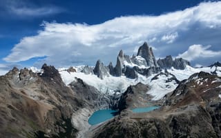 Картинка Аргентина, Patagonia, Горы, гора, облачно, Облака, Природа, облако, Озеро