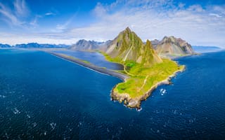 Картинка Исландия, Eystrahorn, Горы, Море, гора, Природа