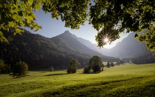 Картинка альп, Австрия, Горы, Природа, гора, солнца, Альпы, Солнце, Styria