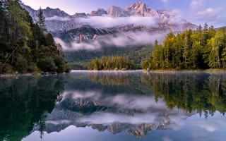 Картинка Бавария, Германия, гора, Озеро, Отражение, Горы, отражении, Природа, отражается