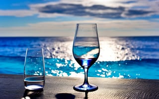 Картинка Море, Стакан, бокал, стакане, стакана, Вода, воде, Бокалы