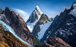 Картинка Чили, Cerro, скале, снега, Trono, гора, снеге, Горы, Природа, Снег, скалы, Утес, Скала, снегу