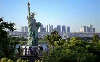 Картинка Статуя, свободы, Дома, Города, Япония, Токио, Odaiba, Здания, город