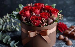 Картинка Букеты, роза, Бантик, цветок, бант, букет, Цветы, Пища, Еда, Конфеты, бантики, питания, Продукты, Розы