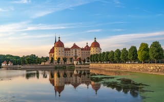 Картинка Германия, Moritzburg, Пруд, отражении, отражается, Отражение, замок, Города, Замки, город