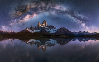 Картинка Аргентина, Patagonia, Отражение, гора, Природа, отражении, Горы, отражается, Озеро