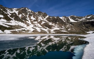 Картинка Андорра, Lake, гора, Снег, снеге, снега, Озеро, снегу, Tristaina, Горы, Природа