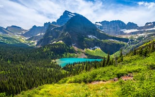 Картинка америка, Glacier, National, штаты, парк, гора, США, Park, Природа, Пейзаж, Озеро, Горы, Парки