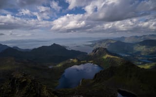 Картинка Лофотенские, острова, облачно, Горы, Норвегия, Озеро, облако, гора, Облака, Природа