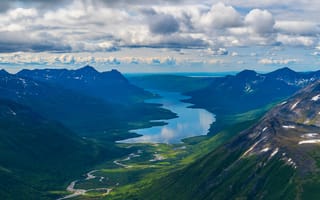 Картинка штаты, Панорама, облачно, парк, Katmai, гора, облако, панорамная, Облака, National, Парки, Пейзаж, Park, америка, США, Природа, Горы