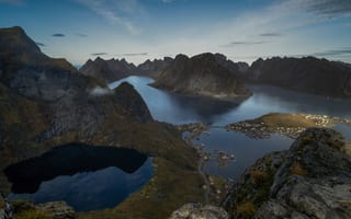 Картинка Лофотенские, острова, Норвегия, Фьорд, гора, Горы, Природа