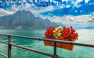 Картинка Италия, Lago, Облака, облачно, Природа, Горы, d'Iseo, облако, Озеро, гора