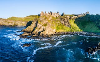 Картинка Dunluce, Castle, Northern, берег, Замки, скале, скалы, Побережье, Утес, Море, Ireland, Скала, Природа, замок