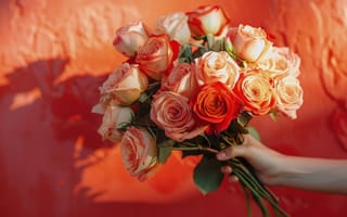 Картинка День, всех, Цветы, Розы, букет, Букеты, влюблённых, цветок, Валентина, роза, святого