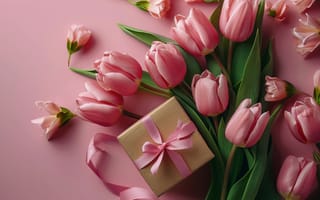 Картинка 8, марта, подарок, коробке, Коробка, цветок, тюльпан, Подарки, Международный, подарков, женский, Цветы, Тюльпаны, день, коробки