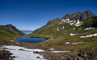 Картинка Горы, Озеро, Норвегия, Природа, острова, Лофотенские, гора