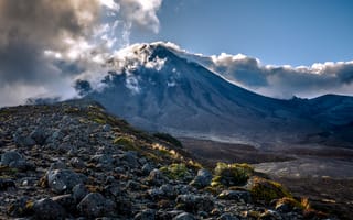 Картинка Новая, Зеландия, Облака, Горы, облачно, облако, Камни, Природа, гора, Камень