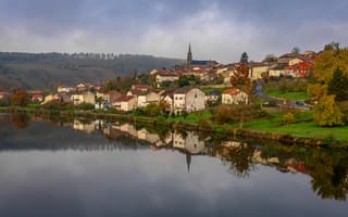 Картинка Франция, Grand, Отражение, город, река, Города, речка, отражается, отражении, Реки, Дома, Est, Здания