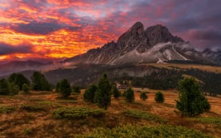 Картинка Италия, Dolomites, Пейзаж, скалы, закаты, Горы, Скала, Природа, закат, гора, рассвет, Рассветы, Утес, скале