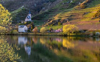 Картинка Франция, Mosel, речка, река, Природа, Здания, Реки, Дома