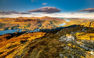 Картинка Шотландия, Trossachs, Природа, гора, облачно, Облака, Горы, Озеро, облако