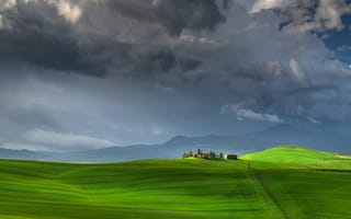 Картинка Тоскана, Италия, холмов, Природа, Горы, холм, Холмы, облако, Облака, гора, облачно, Пейзаж