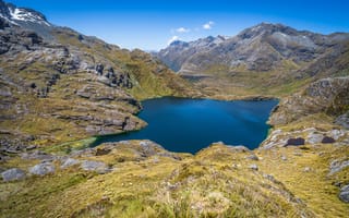 Картинка Новая, Зеландия, Озеро, Routeburn, скалы, Утес, Track, Скала, Природа, скале, Горы, гора