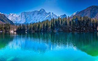 Картинка Италия, Tarvisio, Озеро, Пейзаж, отражении, отражается, Отражение, гора, Горы, Природа