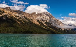 Картинка Джаспер, парк, гора, Maligne, облако, Канада, Lake, облачно, Парки, Озеро, Облака, Горы, Природа