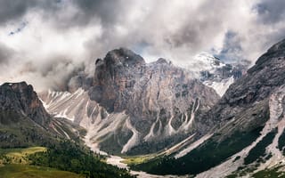 Картинка Италия, Dolomites, облачно, облако, Горы, скалы, скале, гора, Утес, Облака, Природа, Скала