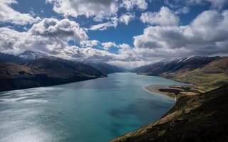 Картинка Новая, Зеландия, облако, Облака, Lake, Природа, облачно, гора, Озеро, Hāwea, Горы