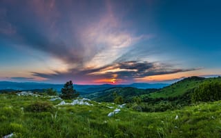 Картинка Словения, Ilirska, Горизонт, Рассветы, Природа, закаты, Пейзаж, закат, Bistrica, рассвет, горизонта, гора, Горы