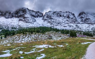 Картинка Италия, Горы, Облака, Природа, облако, гора, Дороги, облачно