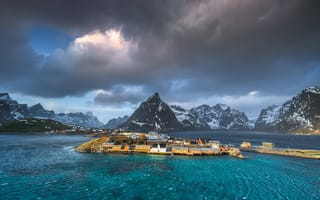Картинка Лофотенские, острова, облачно, Горы, Море, Облака, гора, Норвегия, облако, Природа