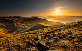 Картинка Шотландия, гора, солнца, Солнце, Природа, Горы